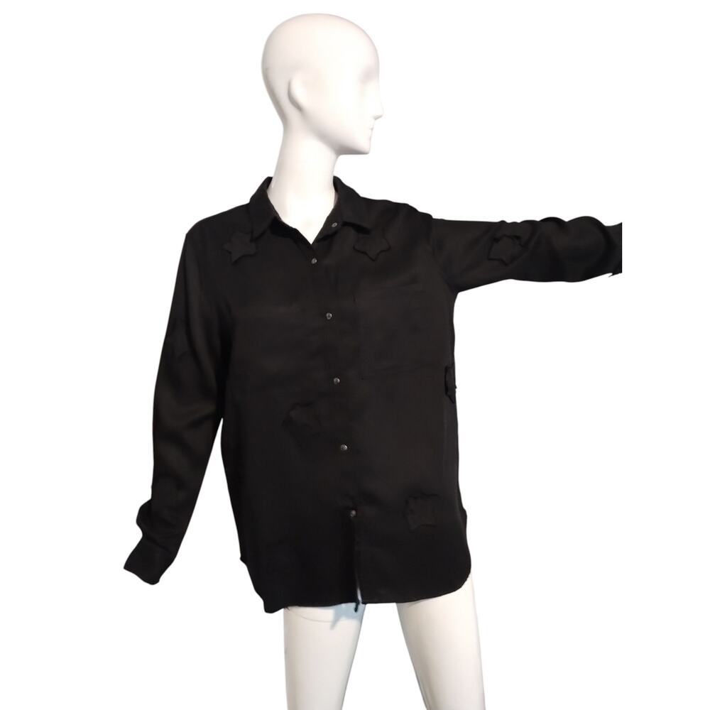 P. Cill Women's size Small Star Design‎ Snap Grungecore Gothcore Witchy Shirt